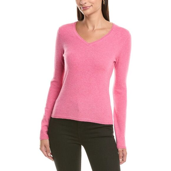InCashmere Sweaters - Incashmere Womens  V-Neck Cashmere Sweater, Pink